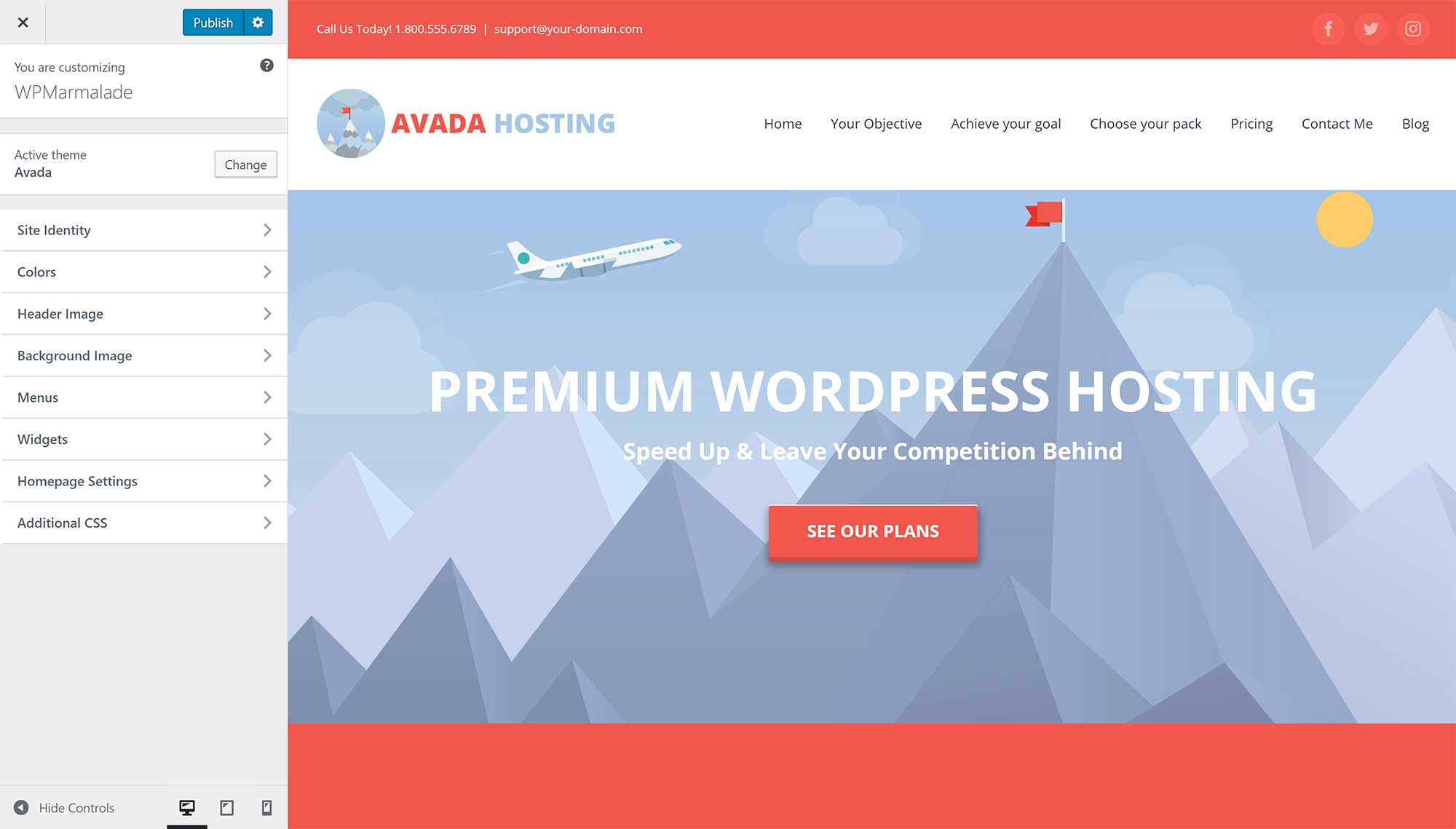 Avada WordPress Theme Customiser
