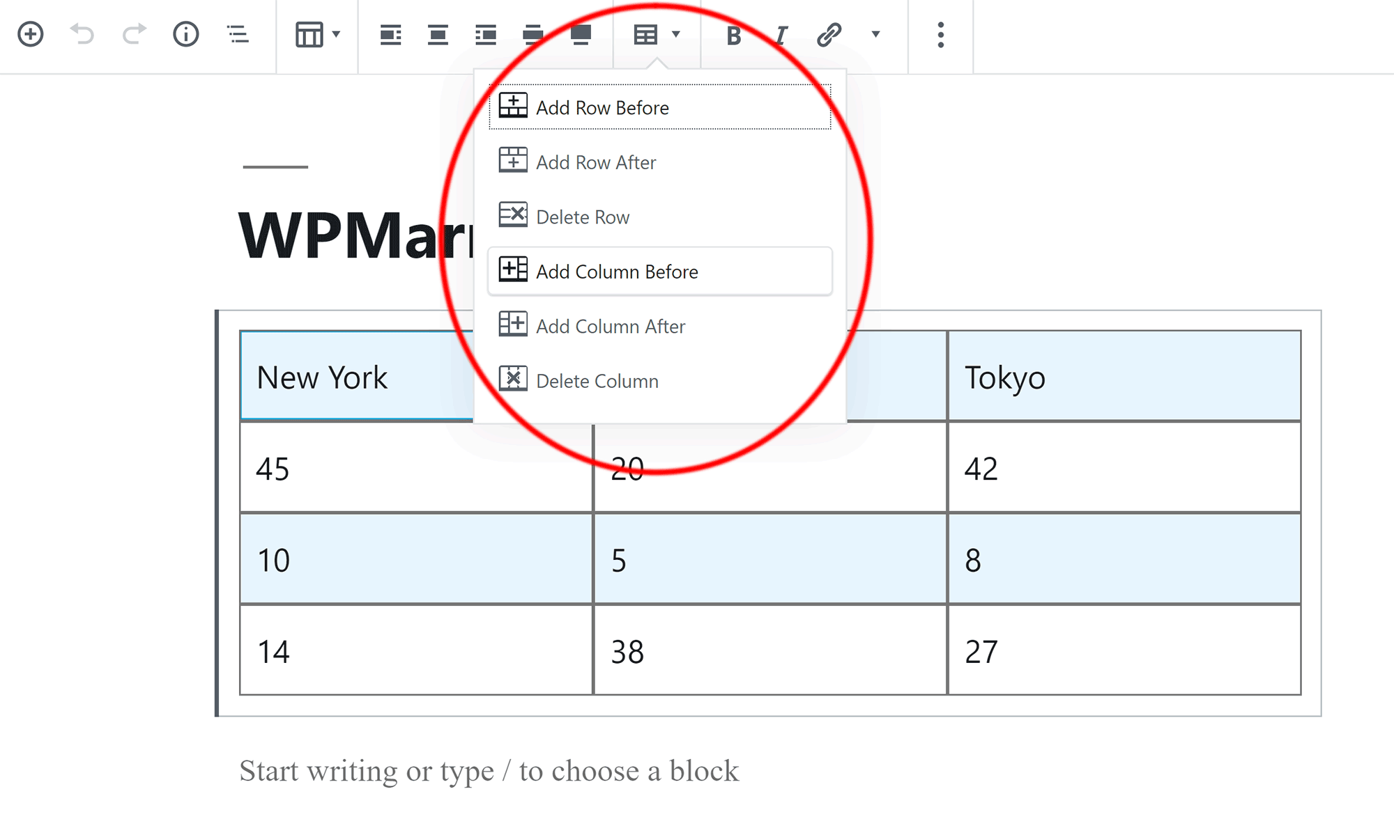 Editing a Table in WordPress