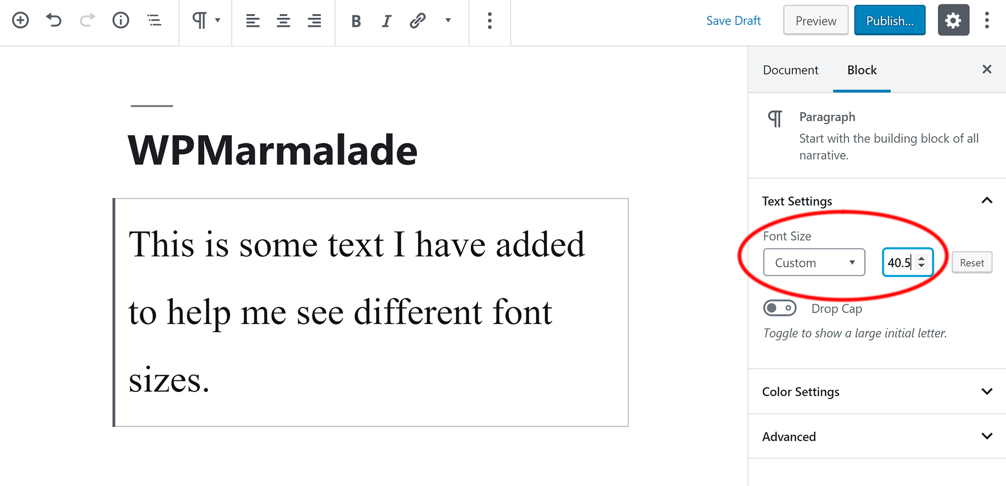 Setting WordPress Font Size