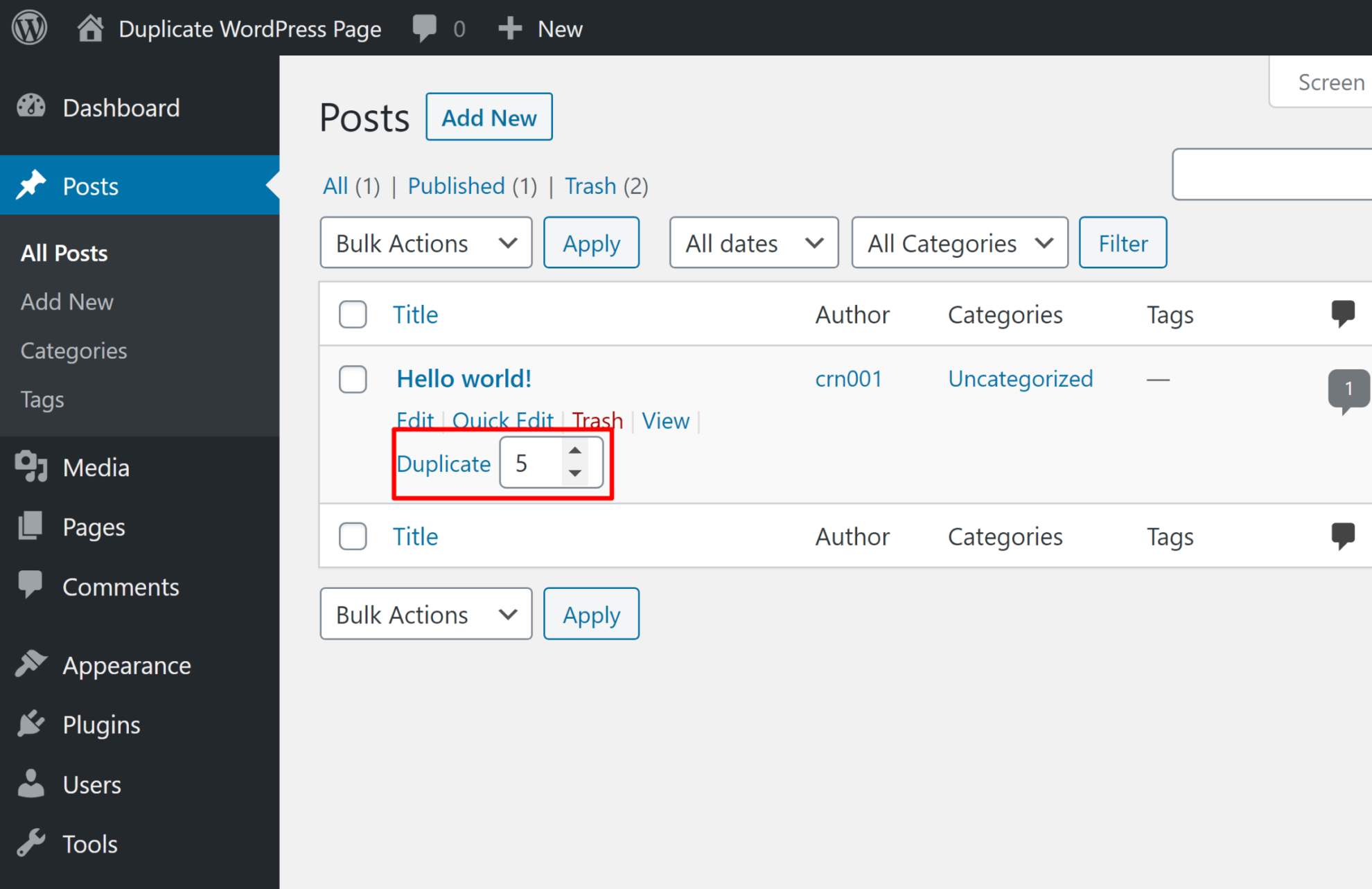 wordpress duplicate post delete plugin