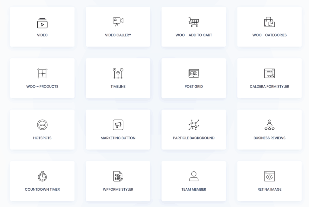 Widget list for Ultimate Addons for Elementor.