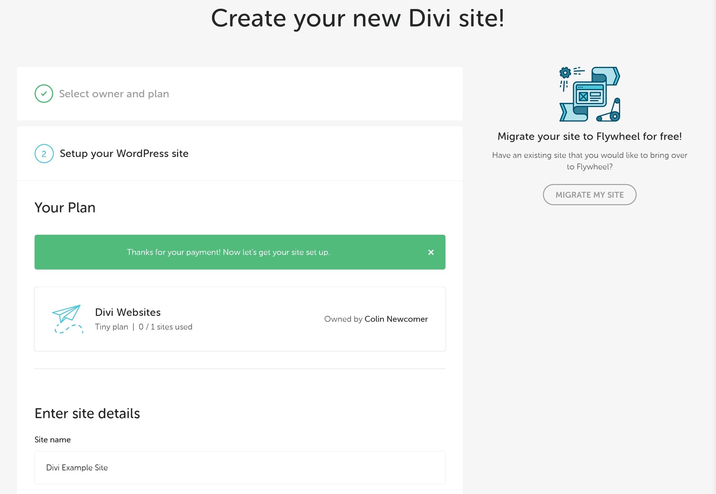 Flywheel will pre-install Divi for you