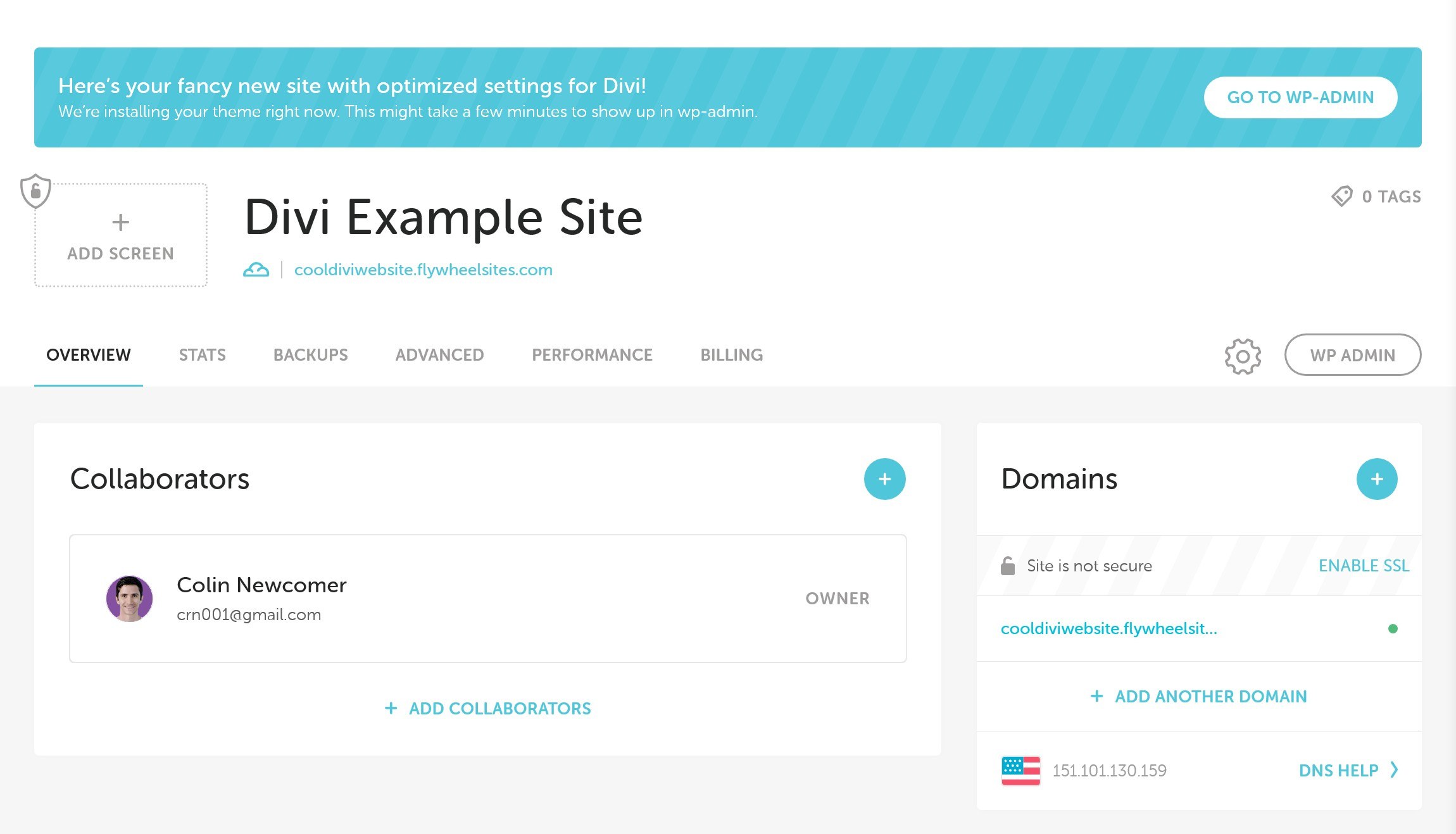 Flywheel tells you that your site is optimized for Divi
