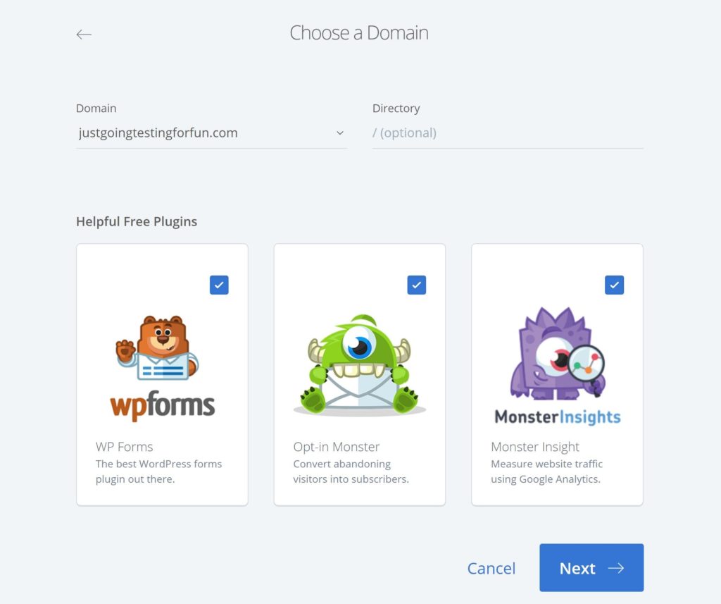 Choose a domain for your Bluehost WordPress install