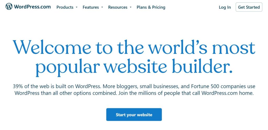 The WordPress.com homepage