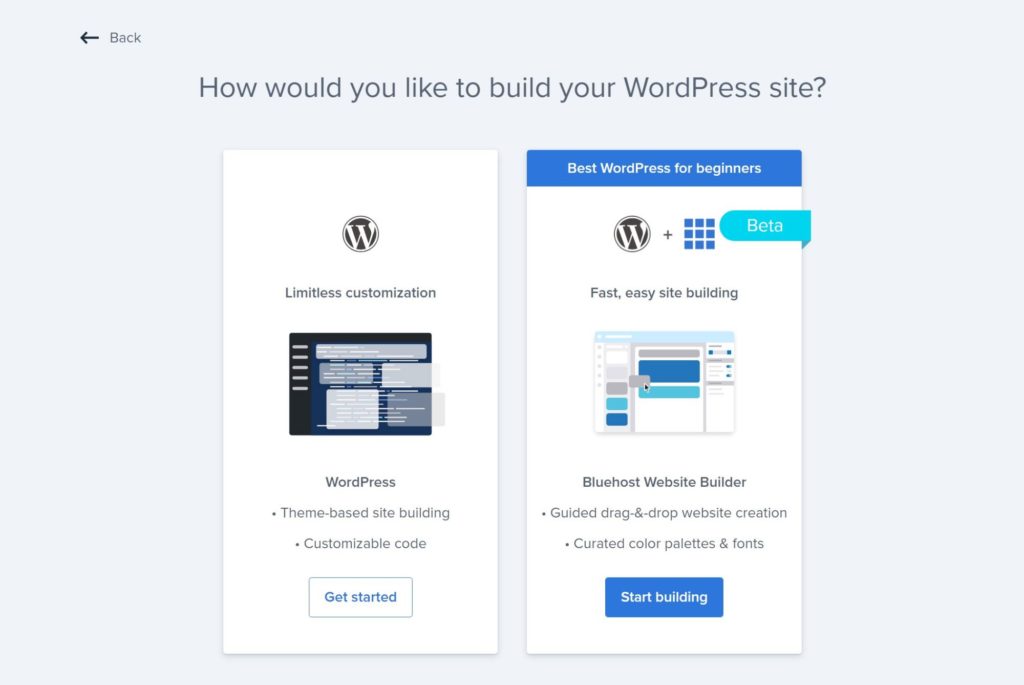 Bluehost's WordPress installer