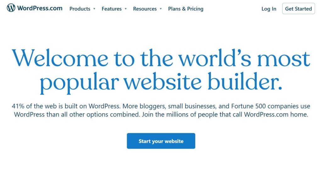 The WordPress.com homepage