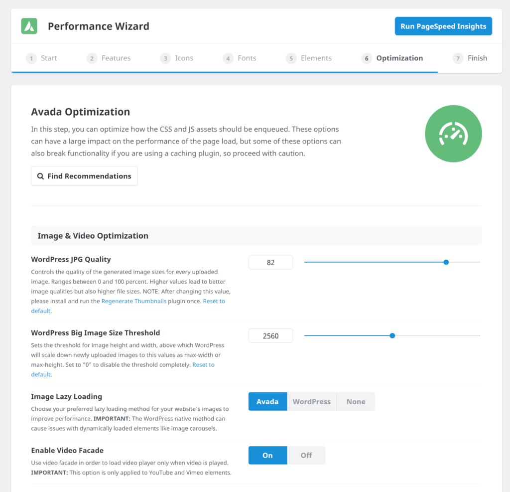 Avada Performance Wizard