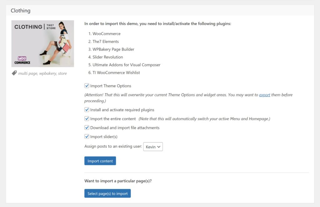 Importing a Website Design in The7