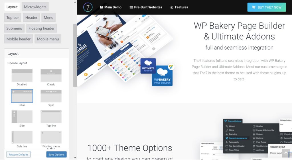 The7 Layout Options
