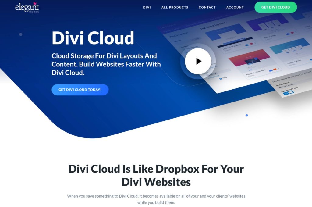 The Divi Cloud website