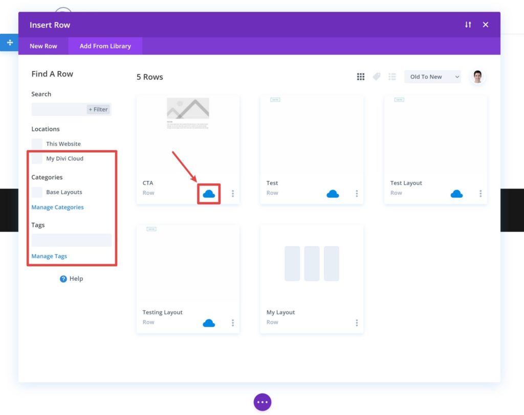 How to access Divi Cloud layouts