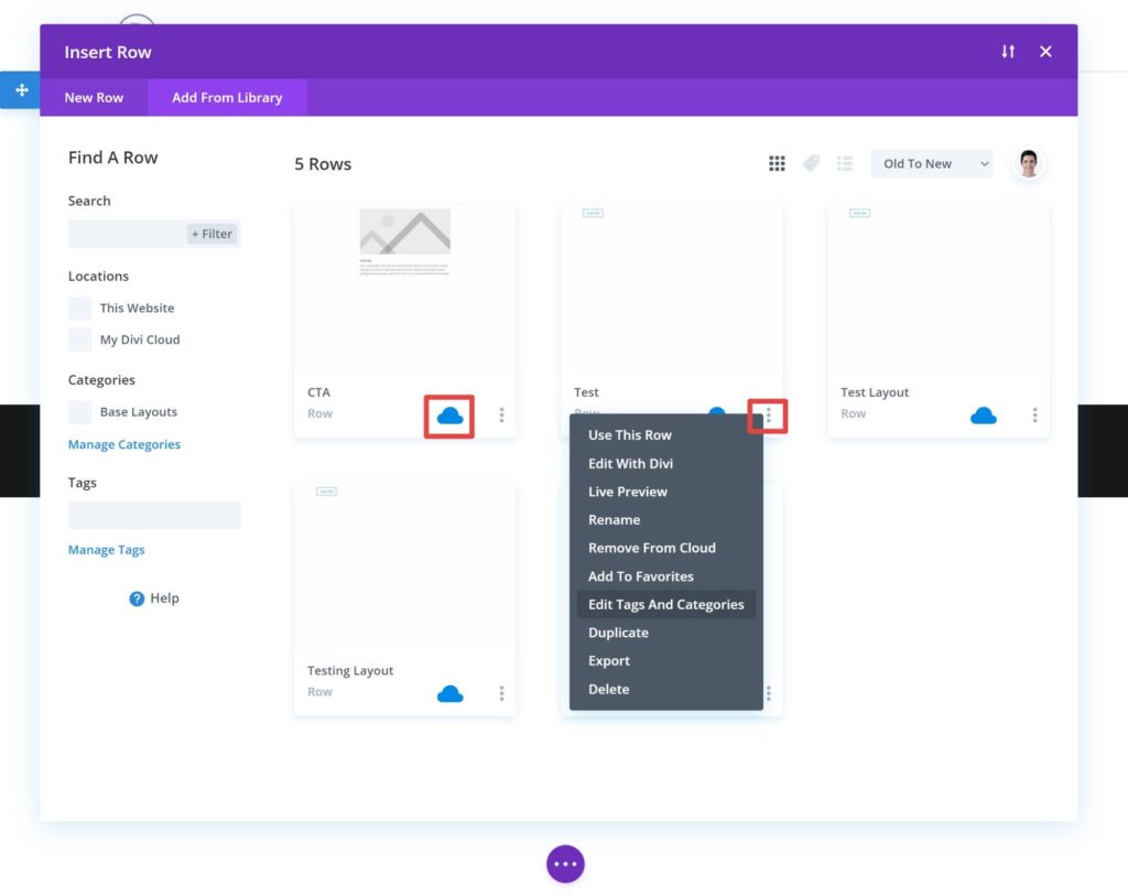 How to organize Divi Cloud layouts