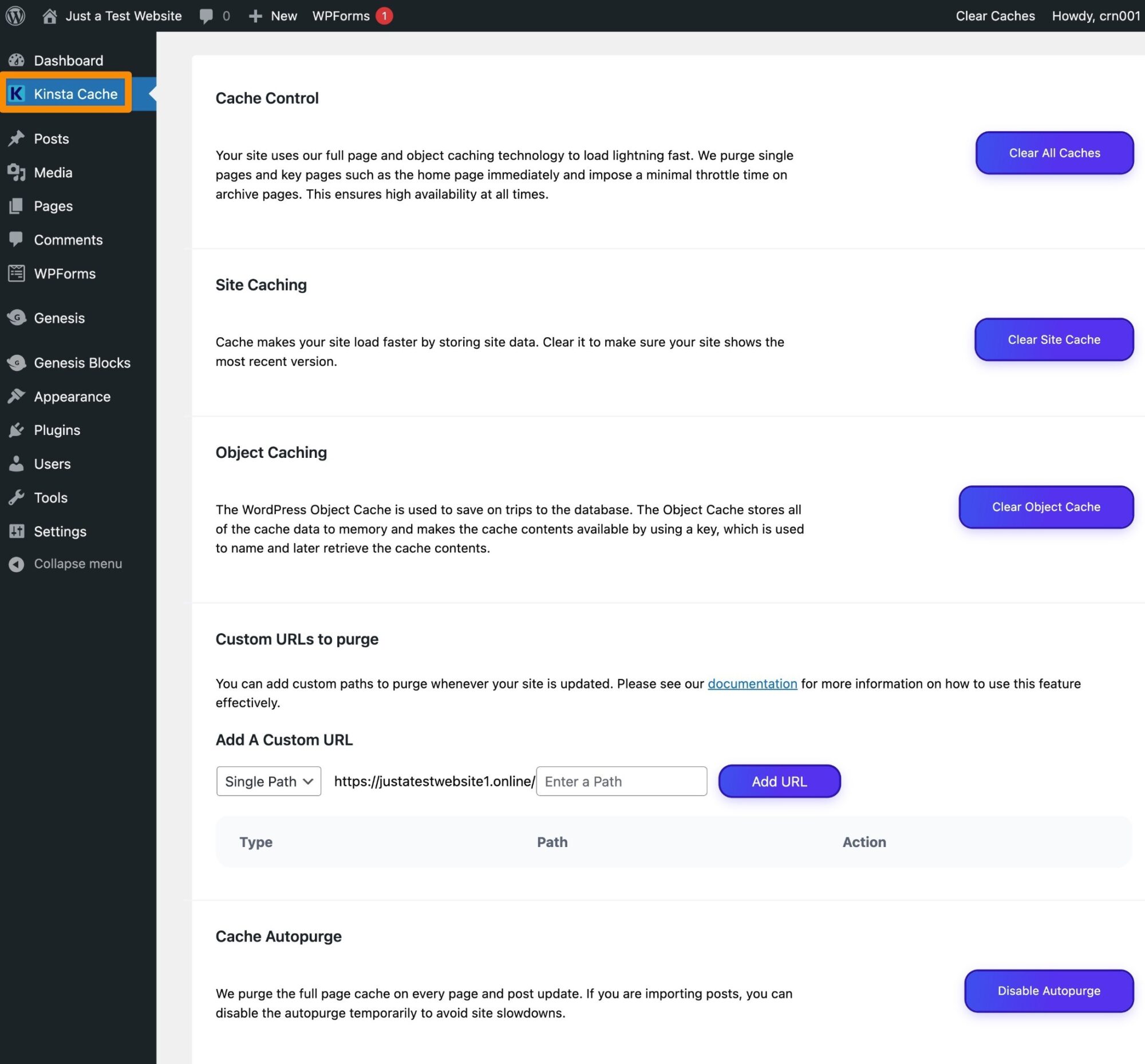 You can control the Kinsta cache from your WordPress dashboard.